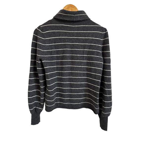 Lilla P striped cashmere turtleneck grey white sweater size Small - Picture 5 of 5